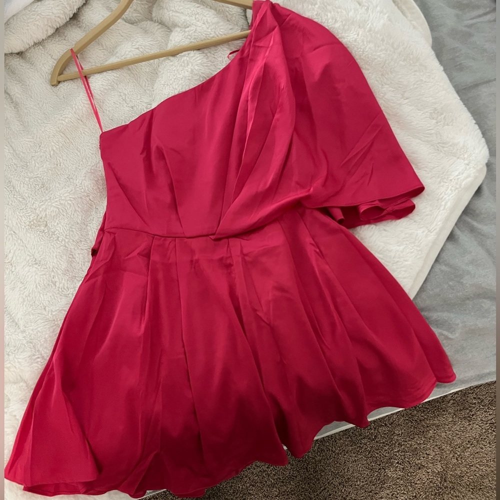 melon one shoulder romper
